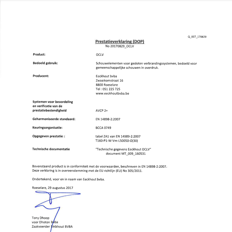 Prestatieverklaring CLV (overdruk)