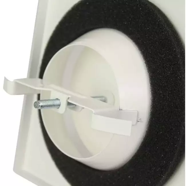 Ventilatieventiel afvoer metaal vierkant Ø100 mm wit met klemveren - DVSQ100