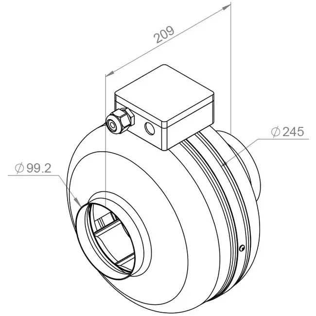 Ventilateur de gaines Ruck 260m³/h - Ø 100 mm + régulateur électronique continu 1,0 A