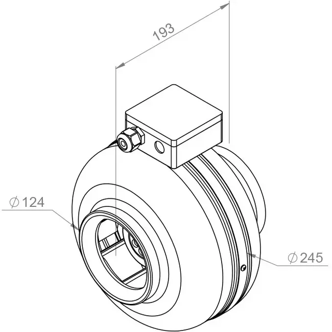 Buisventilator 125mm centrifugaal - RS 125L 20