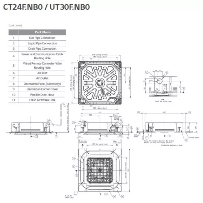 LG Cassette airco met afdekplaat UT30F-Compact R32 8,0 kW set