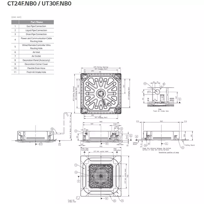 LG Climatiseur à cassette avec plaque de recouvrement UT30F-S R32 8.0 kW set