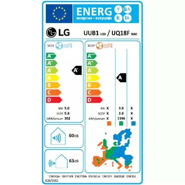 LG Console Inverter wand airco UQ18-S R32 5,0 kW set
