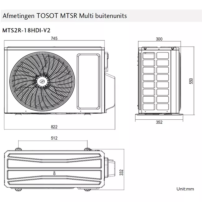 Tosot PULAR Triple split airco Inverter 090909P R32 3x2,5 kW set