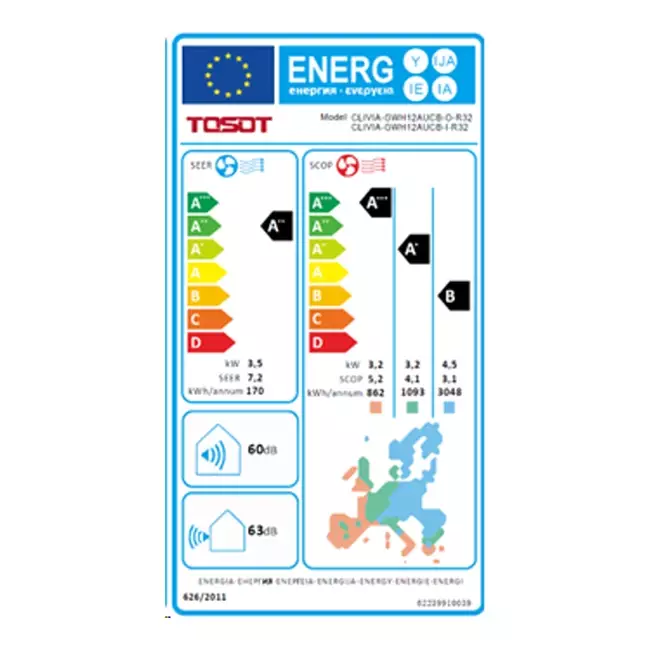 Tosot CLIVIA by GREE Unité intérieure Black Design R32 3,5-3,8 kW