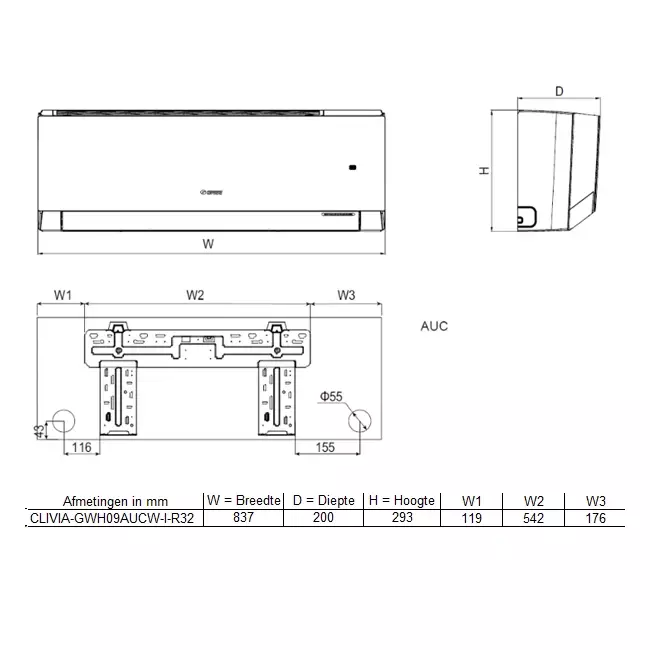 Tosot CLIVIA by GREE Unité intérieure Design R32 2,7-3,0 kW