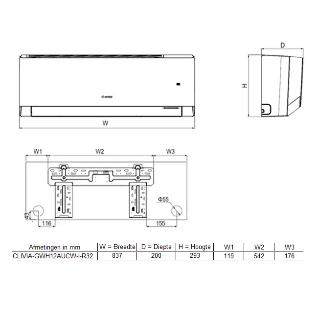 Tosot CLIVIA by GREE Unité intérieure Design R32 3,5-3,8 kW