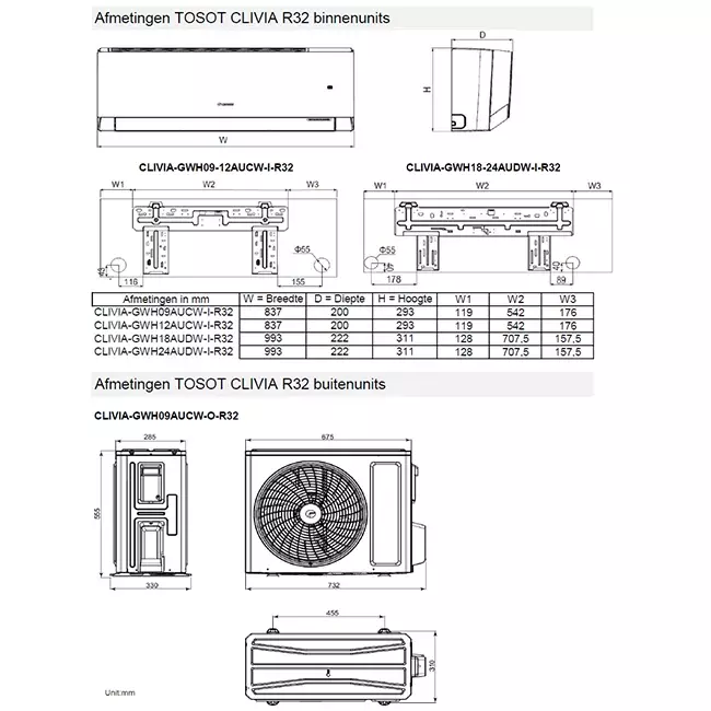 Tosot CLIVIA by GREE Climatiseur Inverter Blanc R32 3.5 kW set
