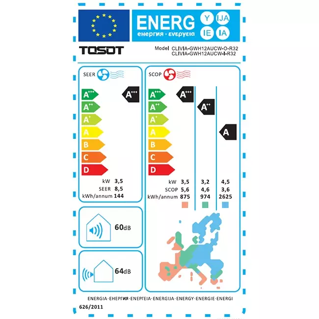 Tosot CLIVIA by GREE Climatiseur Inverter Blanc R32 3.5 kW set