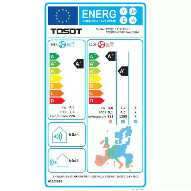 TOSOT BY GREE COSMO 5,4/5,8 kW R32 Airco binnenunit