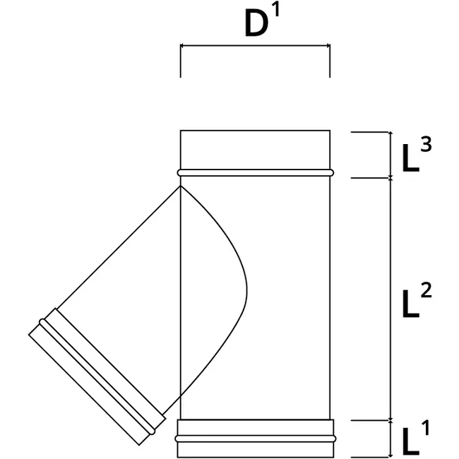 EW diameter  200 mm T-stuk 135 gr I316L (D0,5)