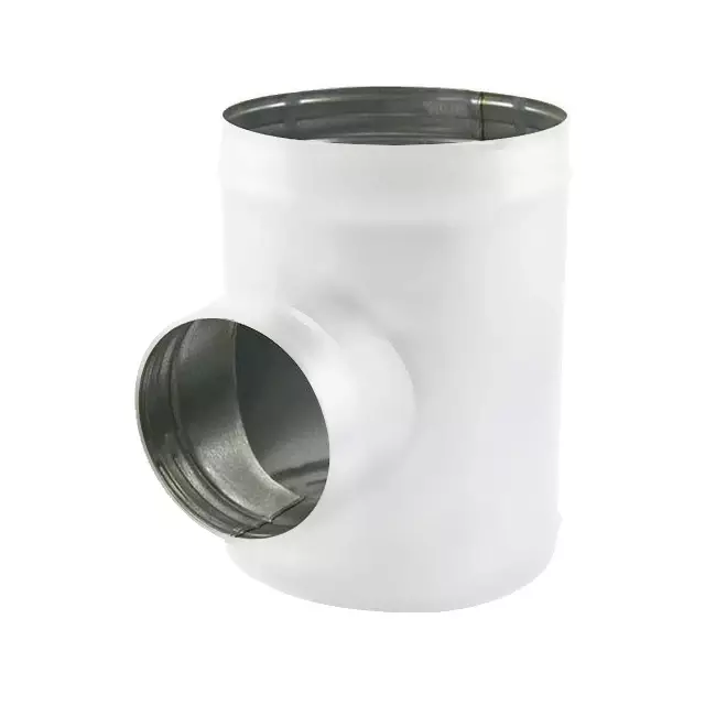 Té de Ø 100 mm - Ø 80 mm pour conduit rigide galvanisé (90°) - sur mesure RAL9010