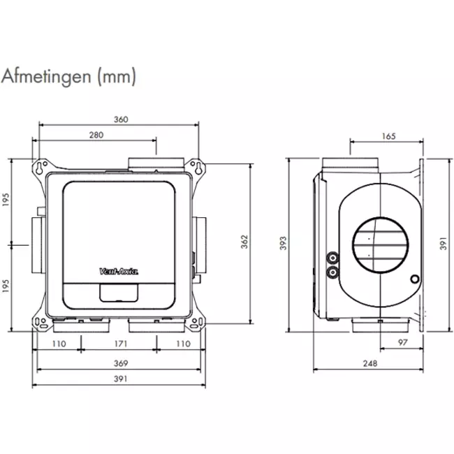 Vent-Axia Multihome EEP basis 368 m³/h + vochtsensor - euro stekker