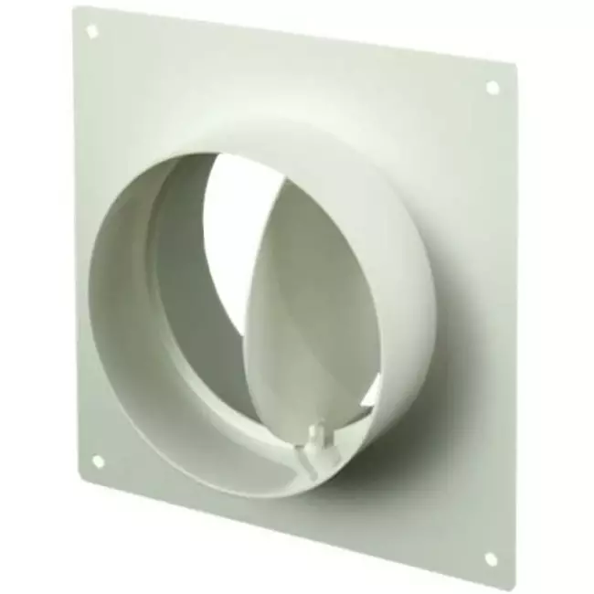 Ronde kunststof muurplaat met terugslagklep diameter: 150mm - AFV150