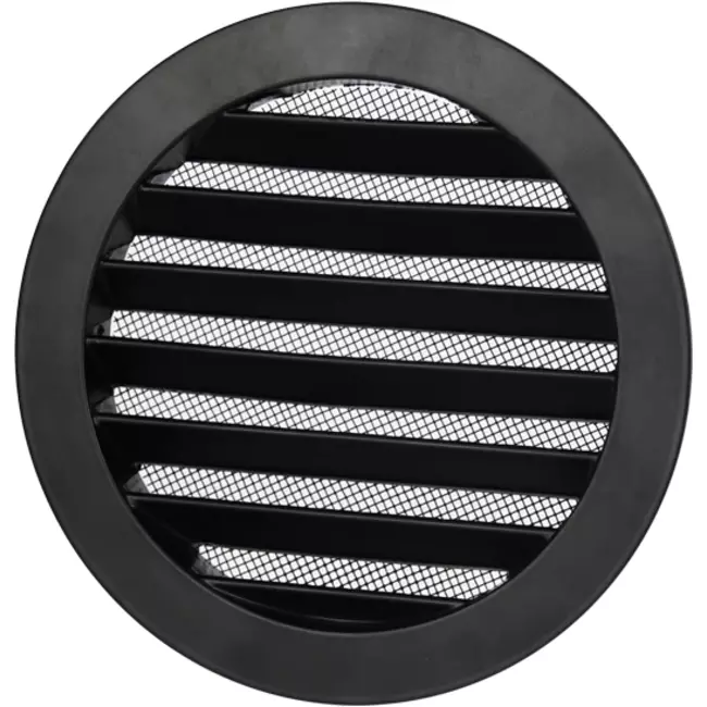 Grille d'aération extérieure ronde en aluminium - Ø 125mm - NOIR