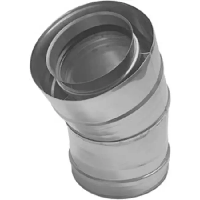 Coude concentrique 30° de 130 - 200 mm de diamètre I316L/I304 (D0,5/0,6) (avec caoutchouc d'étanchéité pour conduit interne)