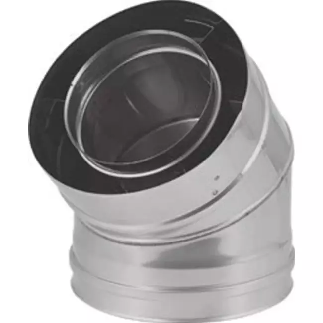 Concentrische diameter  60 - 100 mm bocht 45 gr I316L/I304 (D0,5/D0,6) (incl. afdichtingsrubbers binnenbuis)