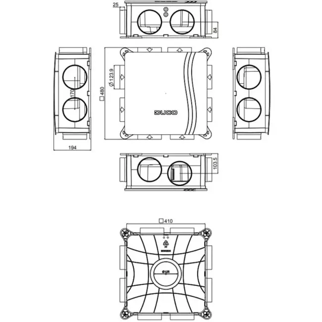 DucoBox Silent Connect 400 m³/h + RFT bediening - randaarde stekker