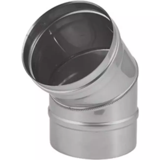 Kachelpijp Ø 200 mm RVS enkelwandige bocht 45°