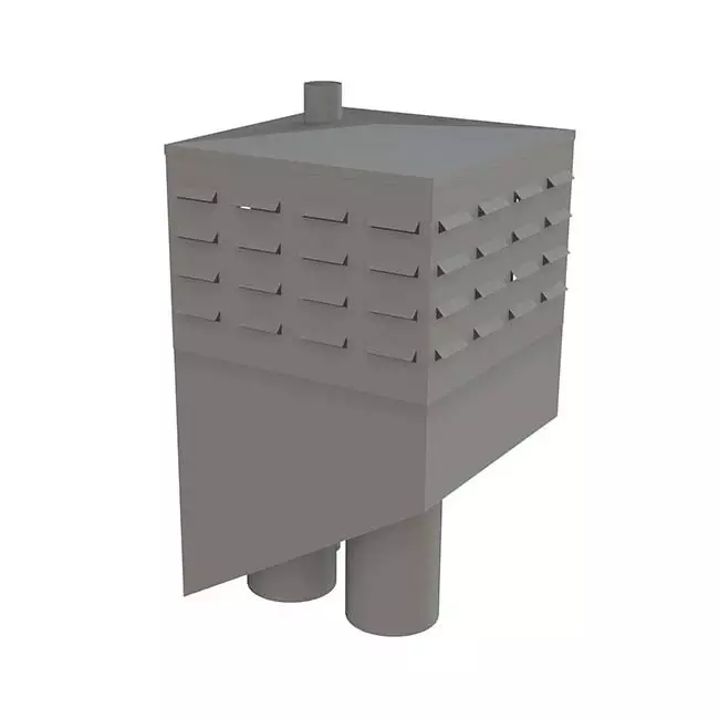 Cheminée Itho Daalderop (inclinée) gauche avec tubage intermédiaire (2x WP200, RGA80, LT80, RO110)