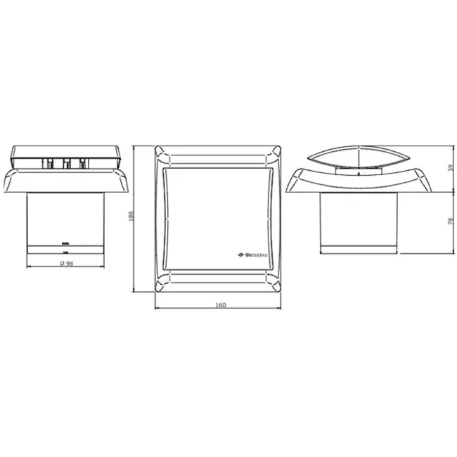 Itho Daalderop badkamerventilator Ø100 mm- wit met timer en vochtsensor BTV-N203 HT