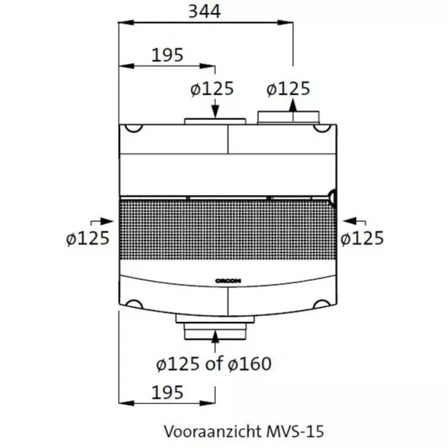 Orcon MVS-15RHB Pakket 550 m³/h + vochtsensor + RFT bediening + 4 ventielen - randaarde stekker