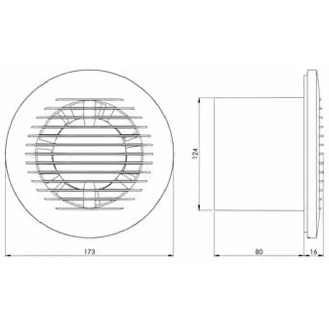 Badkamer ventilator rond Ø 125 mm wit met timer en vochtsensor - EA125HT