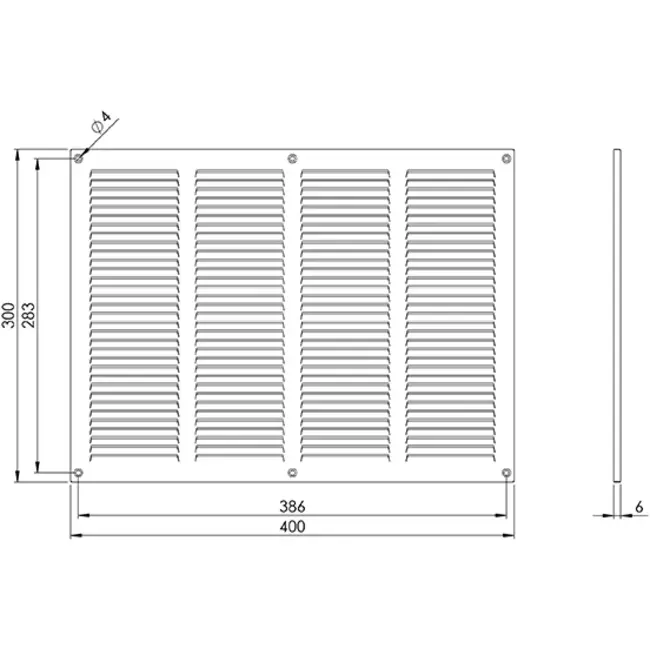 Grille métal 400 x 300 mm zinc - MR4030Zn