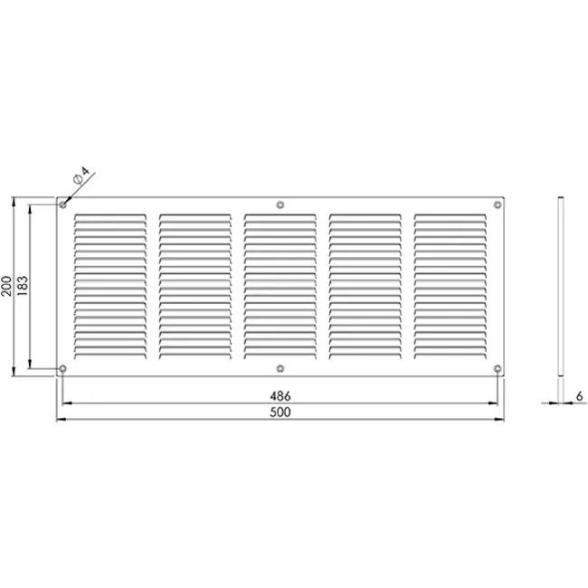 Grille métal 500 x 200 mm noir - MR5020M - RAL9005