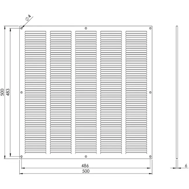 Grille métal 500 x 500 mm blanc - MR5050