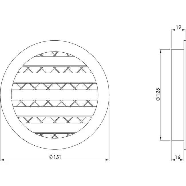 Grille aluminium Ø 125 mm blanc - MRA125W - RAL9016