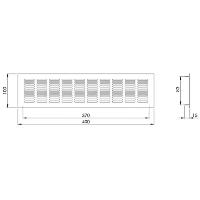 Grille de ventilation plinthe aluminium - blanc L = 400 mm x H = 100 mm - RA1040