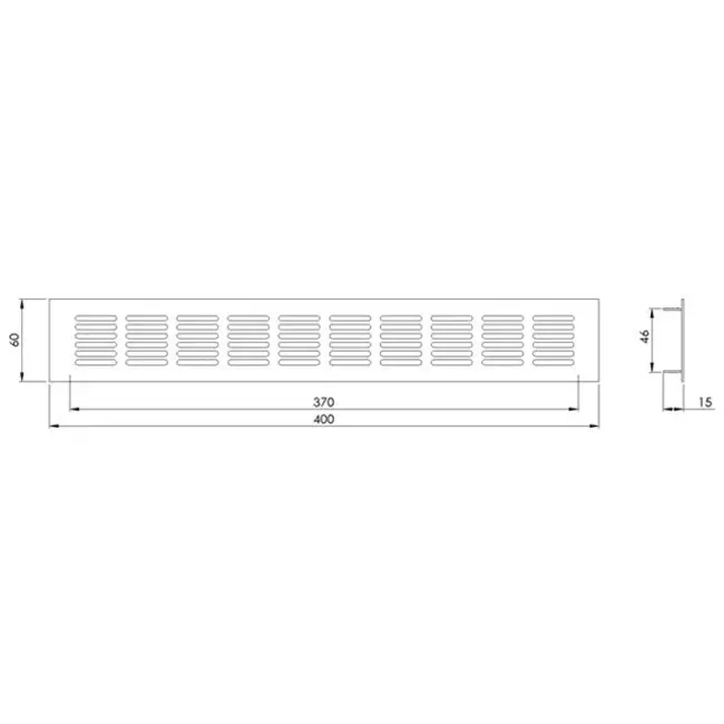 Plintrooster aluminium - zilver L=400mm x H=60mm -RA640S