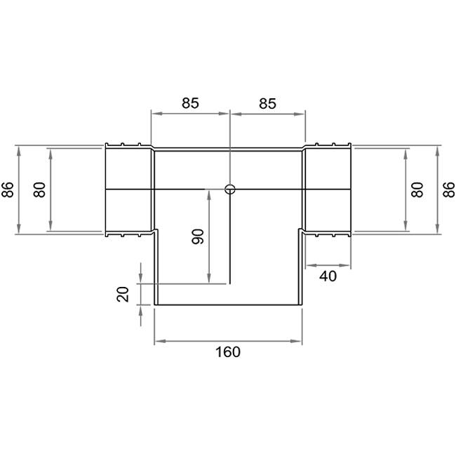 Wavin Ventiza T-stuk PVC ovaal 235x80 mm met diameter 160 mm M/M/M
