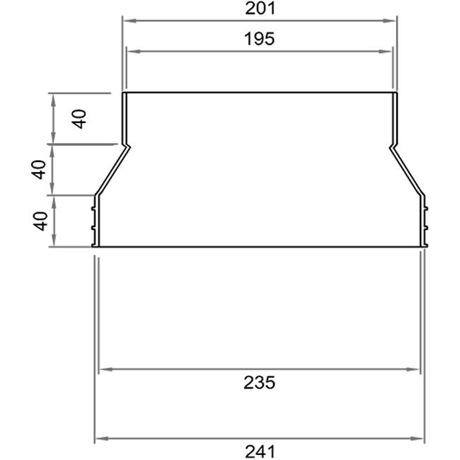 Wavin Ventiza verloop PVC ovaal 235x80 mm naar 195x80 mm M/S