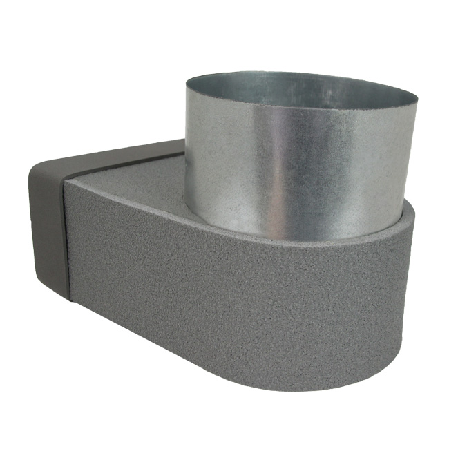 Thermoduct lepe hoekstuk 170mm x 80mm naar Ø 150mm
