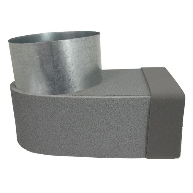 Thermoduct lepe hoekstuk 170mm x 80mm naar Ø 150mm