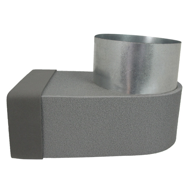 Thermoduct lepe hoekstuk enkel symetrisch 220x80 mm naar diameter 160 mm