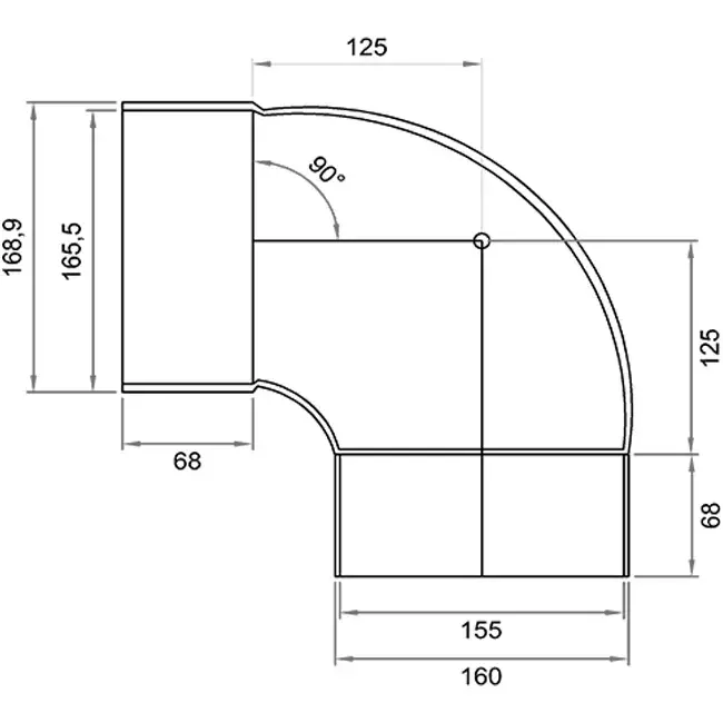 Wavin Ventiza bocht 90 graden PVC rond 160 mm M/S
