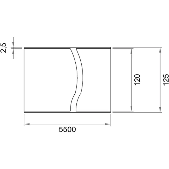 Kanaal 5,5 meter PVC rond 125 mm S/S