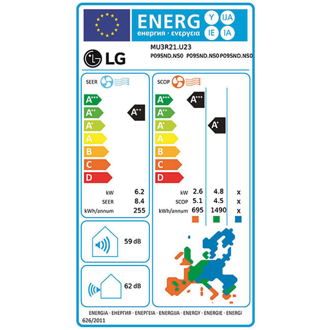 LG Climatiseur triple split MU3R21-090909P R32 3x2.5 kW set