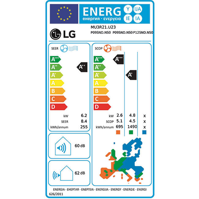 LG Climatiseur triple split MU3R21-090912P R32 2x2.5 kW + 1x3.5 kW set