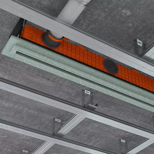 Ergovent instucbaar frameloos lijnrooster 1000 mm met aansluitdiameter 90 mm - standaard