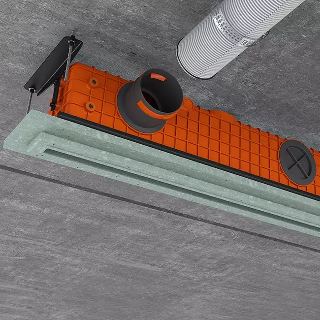 Ergovent instucbaar frameloos lijnrooster 1000 mm met aansluitdiameter 75 mm - standaard