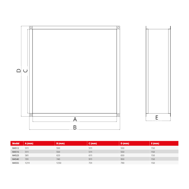 Maxivent flexibel rechthoekig verbindingssstuk voor M4555 horizontaal/low profile - FC
