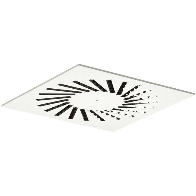 Wervelrooster staal met verstelbare deflectoren – 400x400 mm – RAL 9010