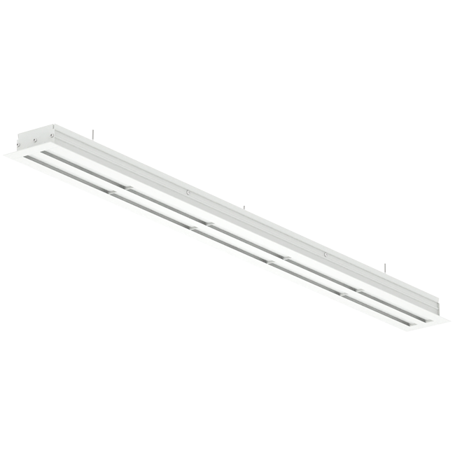 Lijnrooster aluminium met 4 instelbare patroonbladen – 500 mm – RAL 9016 + geïsoleerd plenum met luchtdebietregelklep