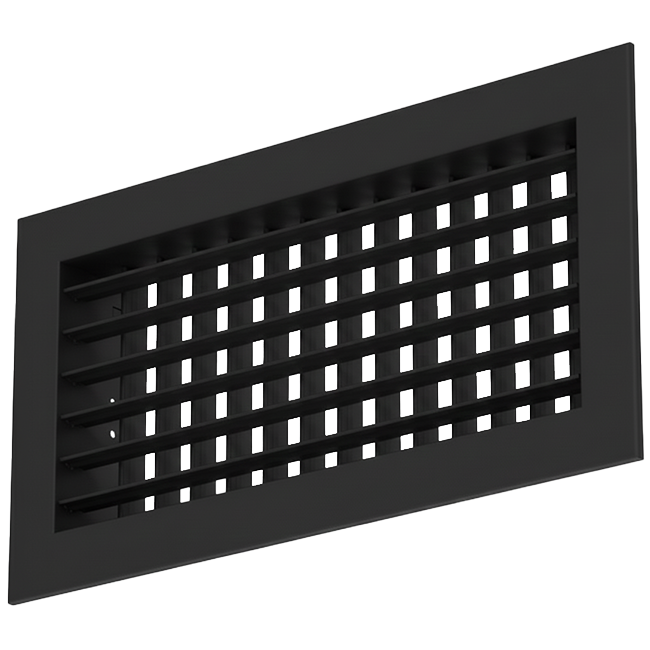 Grille murale double réglable en aluminium avec registre de contrôle - avec ressorts à friction - 300x100 mm - RAL 9005