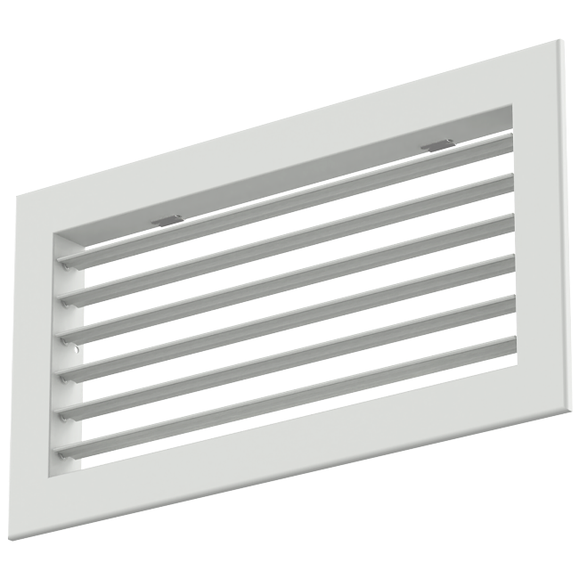 Wandrooster aluminium enkel instelbaar met regelklep – met klemveren – 300x150 mm – RAL 9016