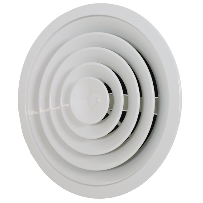 Diffuseur plafonnier rond avec motif fixe Ø 300 mm - RAL9010